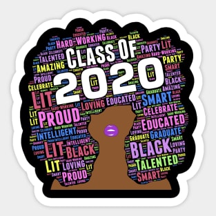 Class of 2020 Words in Afro Art Sticker